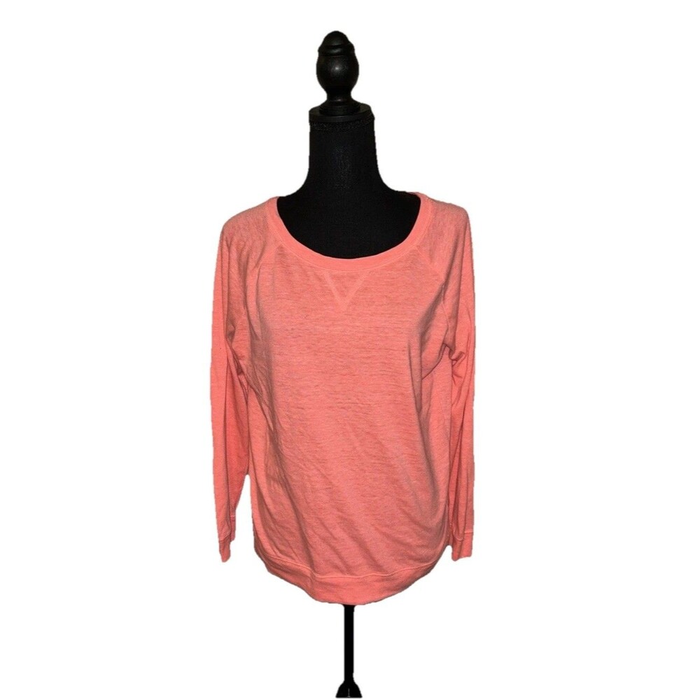 Basic HM Medium Pullover Long Sleeve Neon Orange Pink Round Neck Shirt